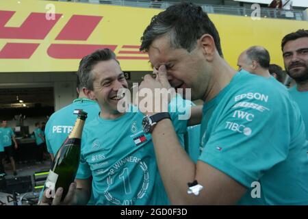 Mercedes AMG F1 celebrate a 1-3 finish and winning the Constructors Championship. Japanese Grand Prix, Sunday 13th October 2019. Suzuka, Japan. Stock Photo