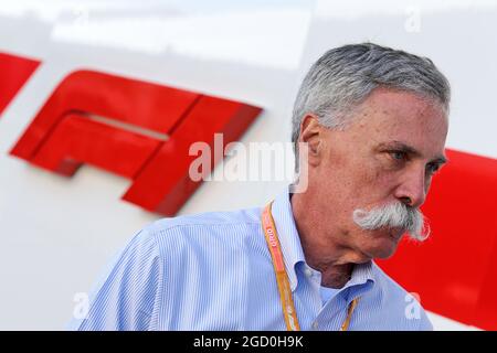 Chase Carey (USA) Formula One Group Chairman and Jean Todt ...