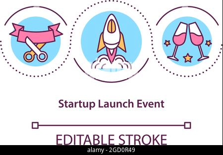 Startup launch event concept icon Stock Vector