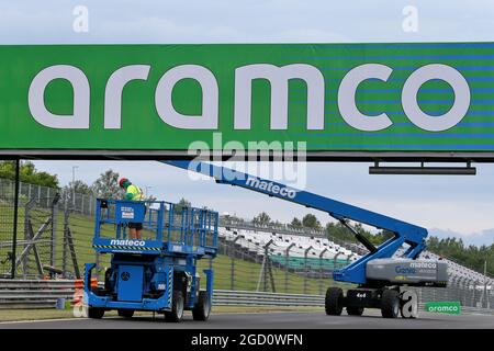 Circuit atmosphere - preparations. Hungarian Grand Prix, Thursday 16th July 2020. Budapest, Hungary. Stock Photo