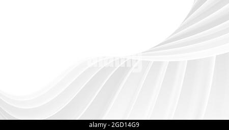 Abstract white background with white ribbon close up, subtle curve, presentation backdrop Stock Vector