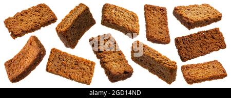 Rye croutons isolated on white background Stock Photo