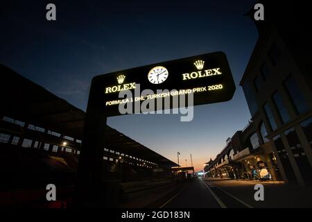 Circuit atmosphere Rolex clock in the pits at night. Turkish Grand