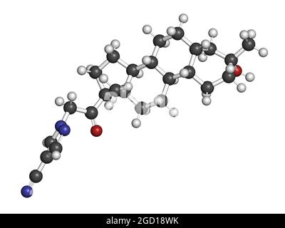 Zuranolone drug molecule. 3D rendering. Stock Photo