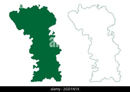 Gautam Buddh Nagar district (Uttar Pradesh State, Republic of India) map vector illustration, scribble sketch Gautam Buddh Nagar map Stock Vector