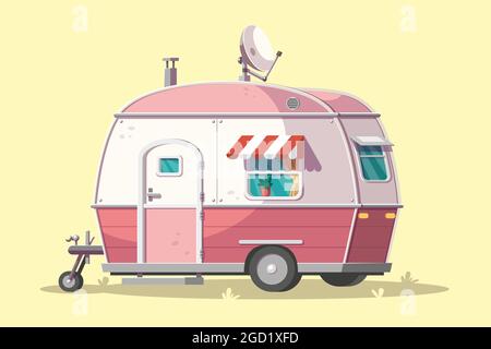 Old Pink Caravan Stock Vector