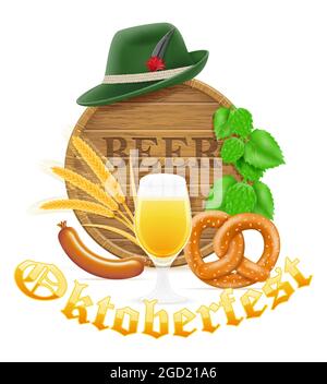 icons objects and design elements for oktoberfest beer festivalvector illustration isolated on white background Stock Vector