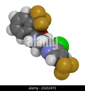 Fluopyram fungicide molecule. 3D rendering. Stock Photo