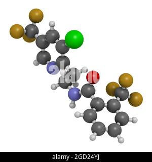 Fluopyram fungicide molecule. 3D rendering. Stock Photo