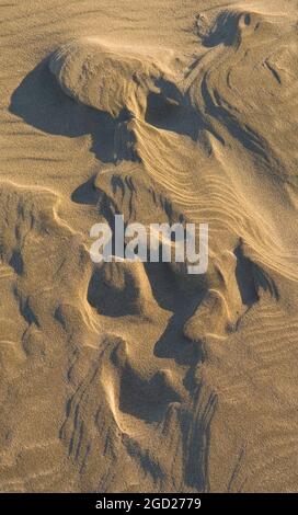 Sand patterns on beach; Agate Beach, Oregon coast. Stock Photo