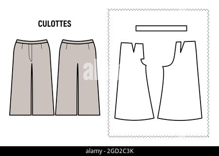 The culottes trousers for woman vector illustration. Stock Vector