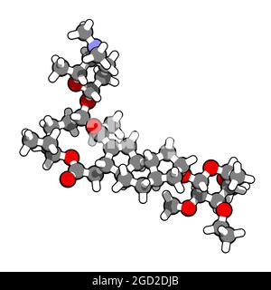 Spinetoram insecticide molecule. 3D rendering. Stock Photo