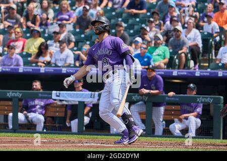 August 6 2021: Florida catcher Jorge Alfaro (38) during batting practice  before the game with Colorado Rockies and Miami Marlins held at Coors Field  in Denver Co. David Seelig/Cal Sport Medi(Credit Image