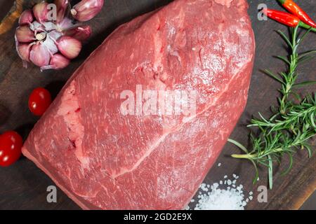 Picanha, traditional Brazilian barbeque, raw meat Stock Photo