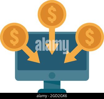 Crowdfunding online monitor icon. Flat illustration of crowdfunding online monitor vector icon isolated on white background Stock Vector