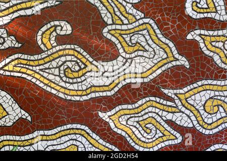 Tile mosaic in the Asian section of Naples Botanical Garden, Naples, Florida, USA Stock Photo