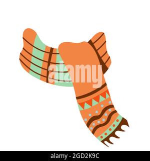 Vector illustration of orange scarf with ornament Stock Vector