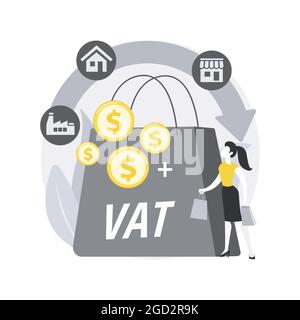 Value added tax system abstract concept vector illustration. Stock Vector