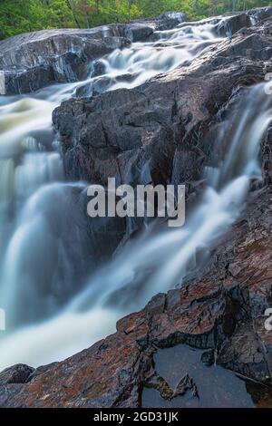 Upper and Lower Cordova falls Havelock Bethuen Ontario Canada in summer Stock Photo