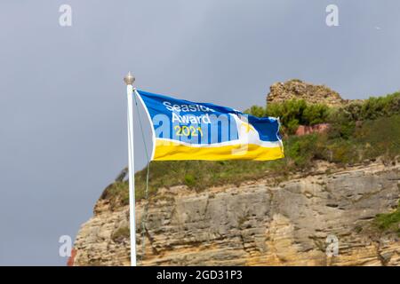 Seaside award 2021 flag, hastings, east sussex, uk Stock Photo