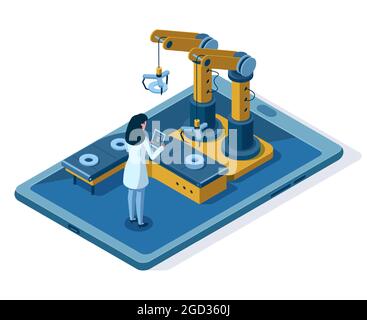 Engineer control automatic production line. Industrial technology Stock ...
