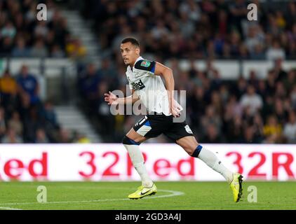 Derby, UK. 10th Aug, 2021. Ravel Morrison of Derby County during the Carabao Cup match between Derby County and Salford City at the Ipro Stadium, Derby, England on 10 August 2021. Photo by Andy Rowland. Credit: PRiME Media Images/Alamy Live News Stock Photo