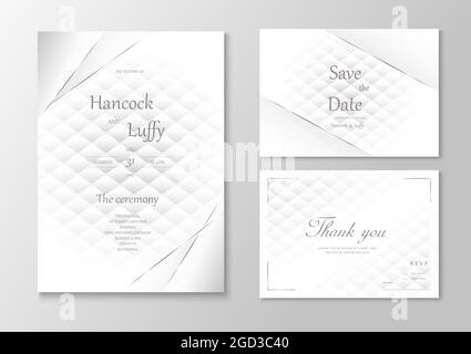 Elegant wedding invitation card template design luxury background with white and gray. Vector illustration.Eps10 Stock Vector