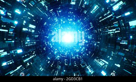 Blue Binary Data Futuristic Technology Background Stock Photo