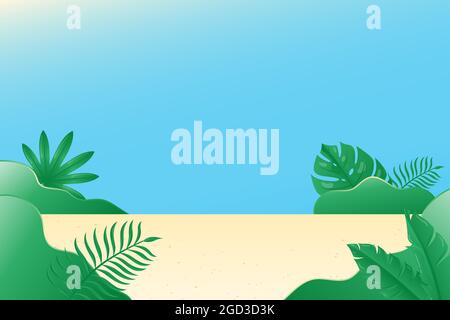 Beautiful Tropical nature background with realistic tropical plants. Background suitable for summer. Stock Vector
