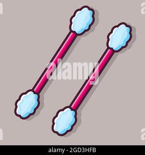 cotton swab isolated cartoon vector illustration in flat style Stock Vector