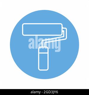 Icon Vector of Paint Roller - Blue Monochrome Style - simple illustration. Editable stroke. Design template vector.outline style design.Vector graphic Stock Vector