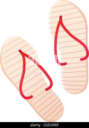 Summer bleach rubber flip flops pair in cartoon realistic style Stock Vector