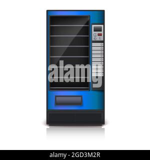 Blue vending machine isolated on white. Stock Vector