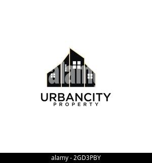 City Skyline Silhouette for Real Estate Building Logo Design Vector Stock Vector