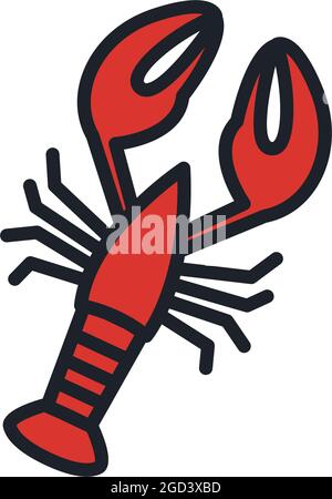 Crayfish crawfish lobster omar icon. Vector isolated linear color icon contour shape outline. Thin line. Modern glyph design. Meat products fish and Stock Vector