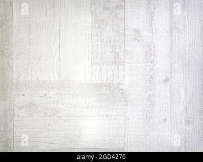 White texture of weathered wooden planks floor. Closeup Stock Photo