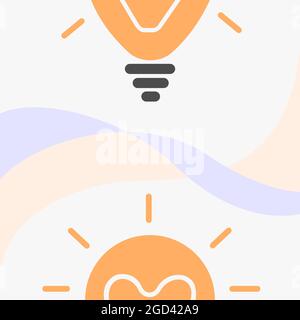 Glowing Light Bulb Drawing Cut In Half Displaying Fresh Discoveries. Shining Glass Lamp Design Showing New Message And Meaning. Stock Vector