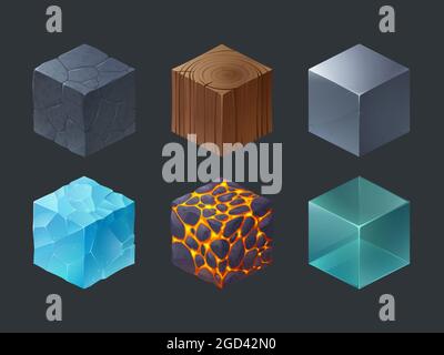 Isometric texture cubes for game Stock Vector