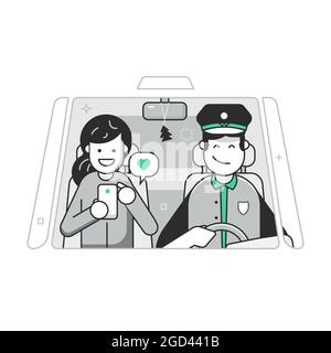 Excellent Taxi Service Concept in Flat Design Stock Vector