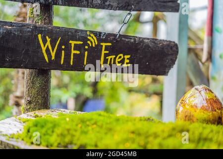 Free Wi-Fi in nature in the forest Stock Photo