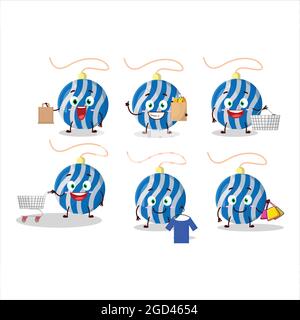 A Rich christmas lights blue mascot design style going shopping. Vector illustration Stock Vector