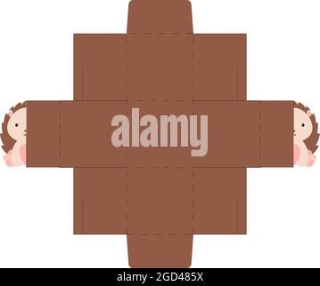 Simple packaging favor box hedgehog design for sweets, candies, small presents, bakery. Party package die cut template, great design for any purposes, Stock Vector