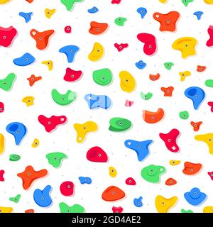 Seamless pattern of climbing grips or holds in the gym bouldering training flat style design vector illustration. Stock Vector