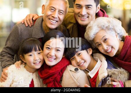 Happy family celebrating Chinese New Year Stock Photo