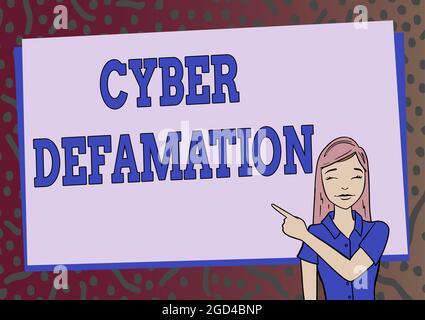 Text sign showing Cyber Defamation. Business concept slander conducted via digital media usually by Internet Creating Interesting Short Stories Online Stock Photo