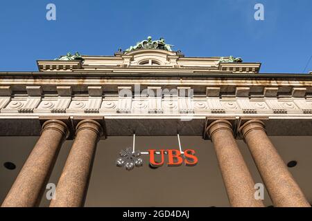 ST. GALLEN, SWITZERLAND - MAY 7, 2020: Union bank of Switzerland - UBS - multinational investment bank in Sankt Gallen Stock Photo