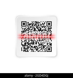 Realistic QR code sticker. Identification tracking code. Serial number, product ID with digital information. Store or supermarket scan labels, price Stock Vector