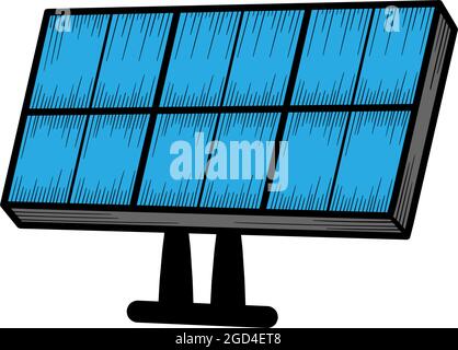 Solar panel hand drawn illustration clipart icon Stock Vector