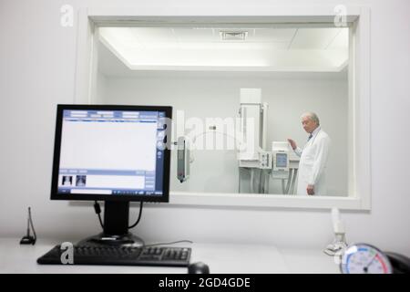 Male doctor with MRI scanner Stock Photo
