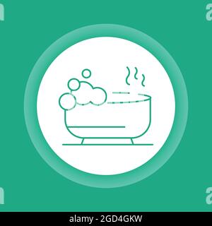 Bubble bath color button icon. Relax bathroom. Stock Vector